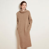 Women's Cashmere Dresses Long Turtleneck Sweater Dresses